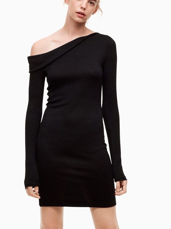 Aritzia Dresses & Skirts - NWT Wilfred Free Legge Dress – Black Off-the-Shoulder Mini Dress – Size Medium